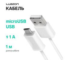 Кабель Luazon, microUSB - USB, 1 А, 1 м, белый