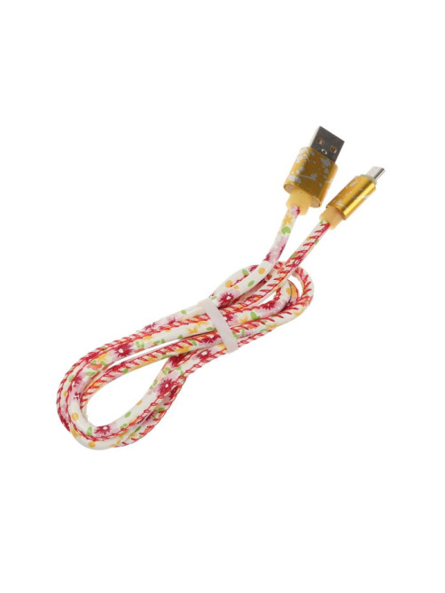 Кабель Luazon, microUSB - USB, 2.4 A, 1 м, оплётка экокожа, разноцветный