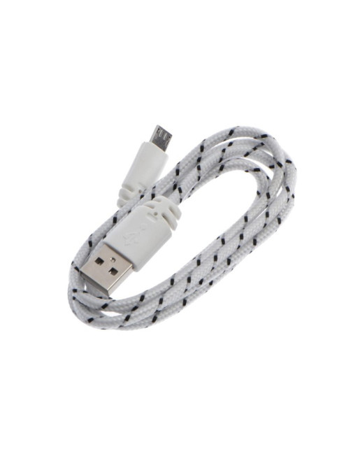 Кабель Luazon, microUSB - USB, 1 А, 0.9 м, оплётка нейлон, белый