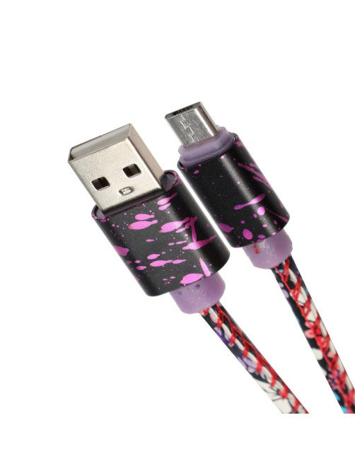 Кабель Luazon, microUSB - USB, 2.4 A, 1 м, оплётка экокожа, разноцветный
