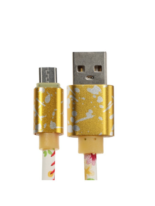 Кабель Luazon, microUSB - USB, 2.4 A, 1 м, оплётка экокожа, разноцветный