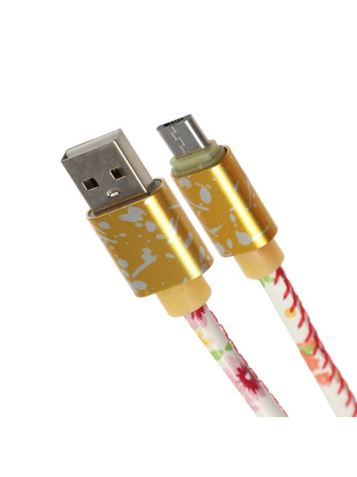 Кабель Luazon, microUSB - USB, 2.4 A, 1 м, оплётка экокожа, разноцветный
