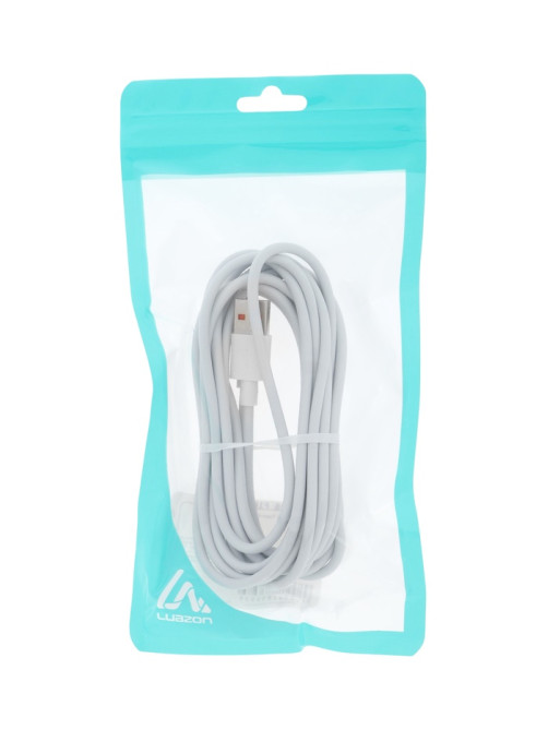 Кабель LuazON, Type-C - USB, 1 А, 3 м, белый