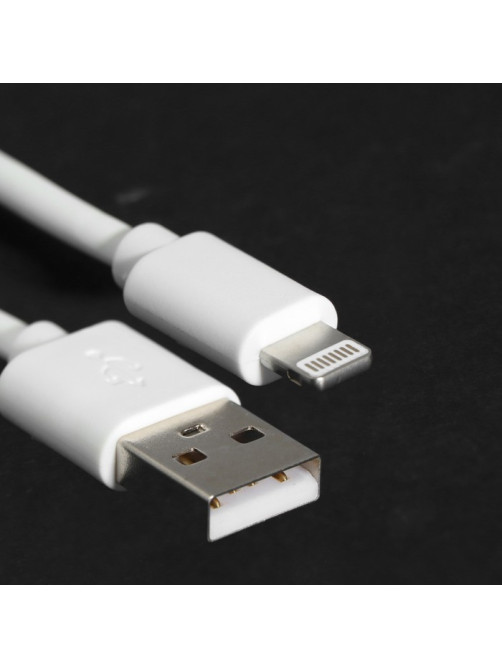 Кабель Windigo, Lightning - USB, 2 А, зарядка + передача данных, TPE оплетка, 1 м, белый