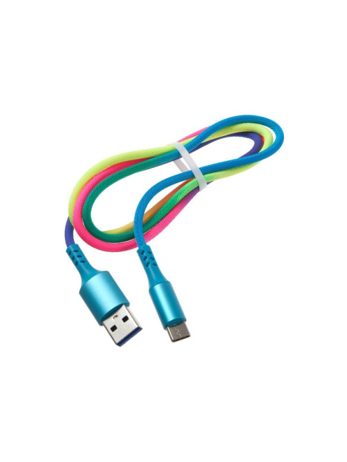 Кабель Luazon, Type-C - USB, 2 A, 1 м, оплётка нейлон, разноцветный