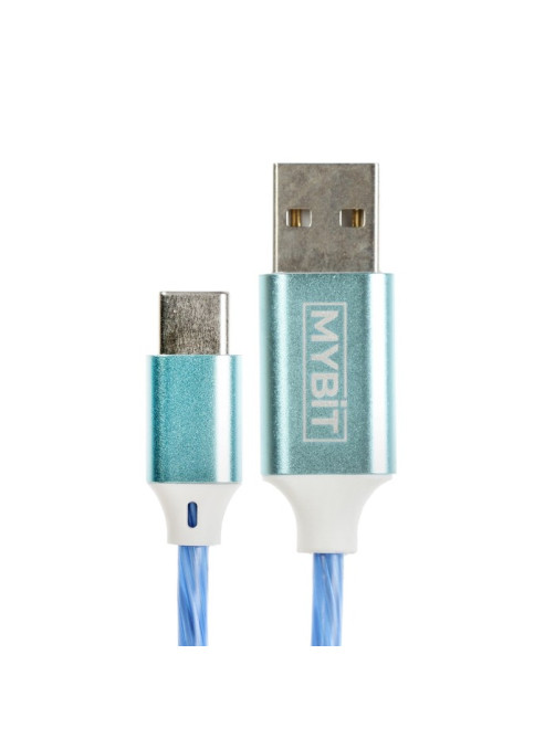 Кабель MYBIT, Type-C - USB, динамическая LED подсветка, 2 А, 1 м, только зарядка