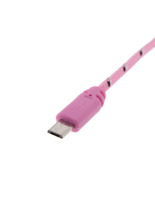 Кабель Luazon, microUSB - USB, 1 А, 1 м, оплётка нейлон, розовый
