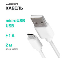 Кабель Luazon, microUSB - USB, 1 А, 2 м, белый