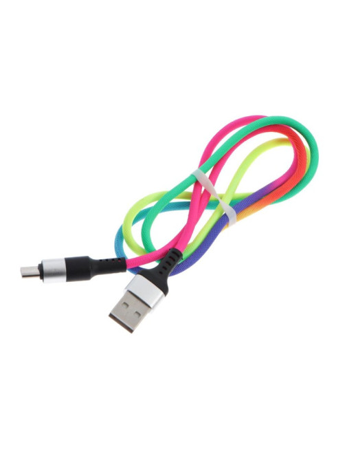 Кабель Luazon, Type-C - USB, 2 A, 1 м, оплётка нейлон, разноцветный