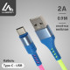 Кабель Luazon, Type-C - USB, 2 A, 1 м, оплётка нейлон, разноцветный
