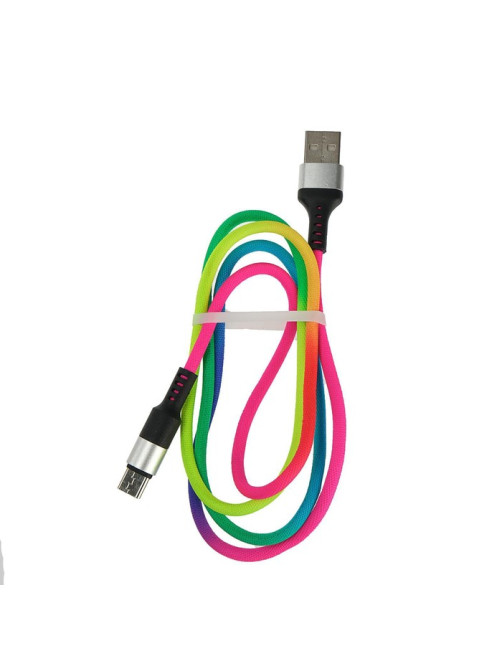 Кабель Luazon, Type-C - USB, 2 A, 1 м, оплётка нейлон, разноцветный