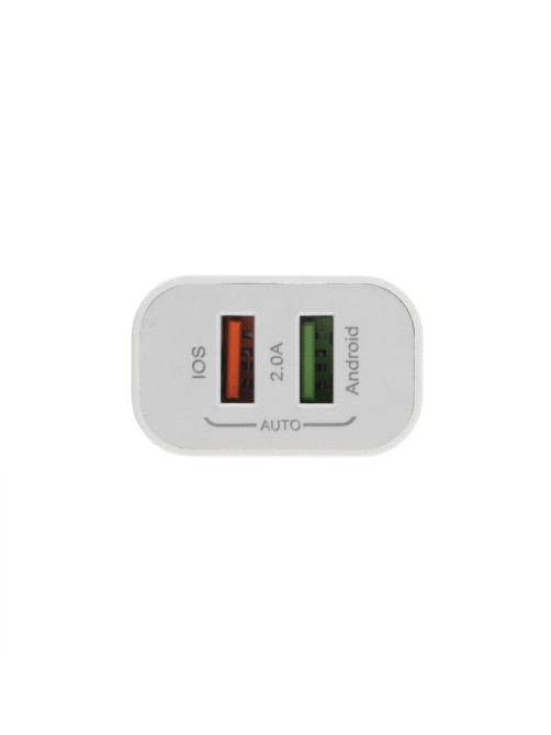 Сетевое зарядное устройство Luazon LCC-96, 2 USB, 2 A, кабель Type-C, белое