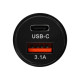Зарядное устройство в прикуриватель Cartage, 12-24 в, USB, Type-c 3.1 А, чёрное