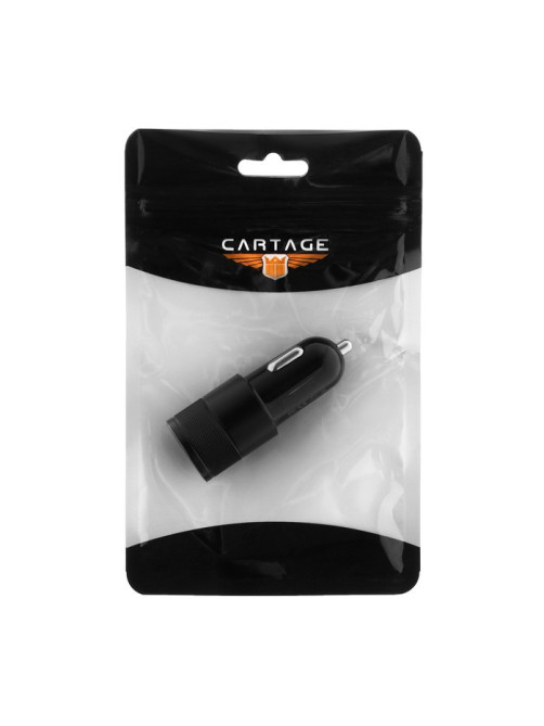 Зарядное устройство в прикуриватель Cartage, 12-24 в, USB, Type-c 3.1 А, чёрное