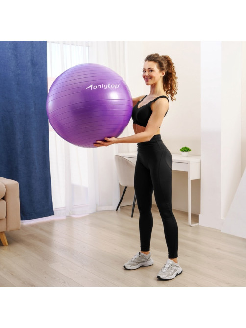 Фитбол ONLYTOP, d=75 см, 1000 г, антивзрыв, фиолетовый