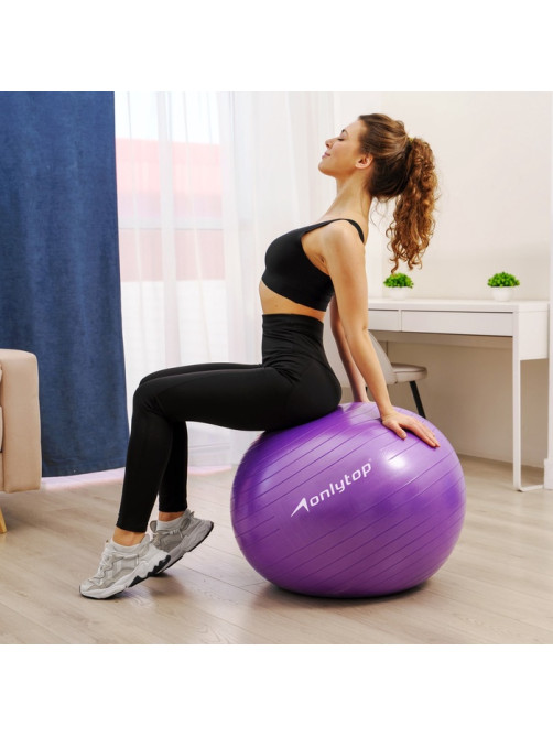 Фитбол ONLYTOP, d=75 см, 1000 г, антивзрыв, фиолетовый