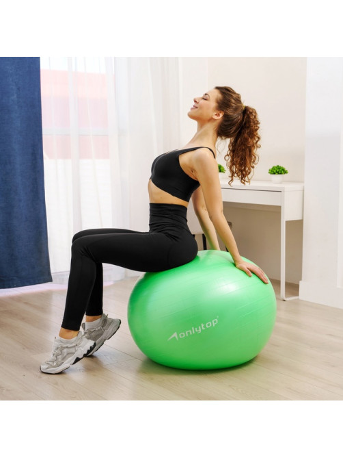 Фитбол ONLYTOP, d=85 см, 1400 г, антивзрыв, зелёный