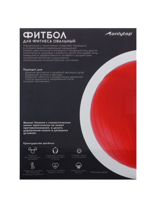 Фитбол «Гантель» ONLYTOP, 75×38×38 см, 900 г, МИКС