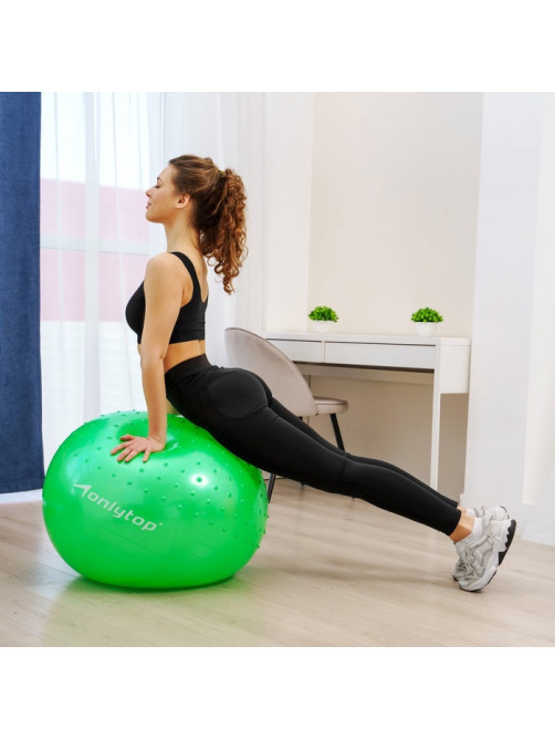 Фитбол ONLYTOP d=65 см, 1000 г, полумассажный, МИКС