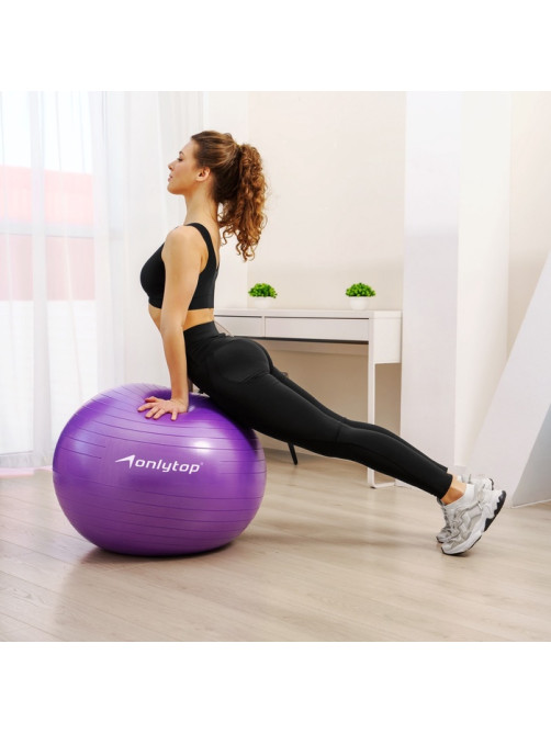 Фитбол ONLYTOP, d=75 см, 1000 г, антивзрыв, фиолетовый