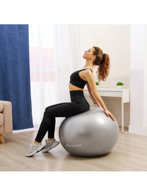 Фитбол ONLYTOP, d=85 см, 1400 г, антивзрыв, серый