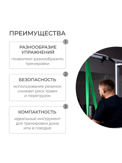 Эспандер ленточный многофункциональный ONLYTOP, 208×1.3×0.5 см, 2-15 кг, зелёный