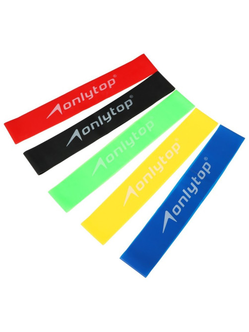 Набор фитнес-резинок ONLYTOP: нагрузка 4,5, 9, 13,6, 18,1, 22.7 кг, 5 шт.