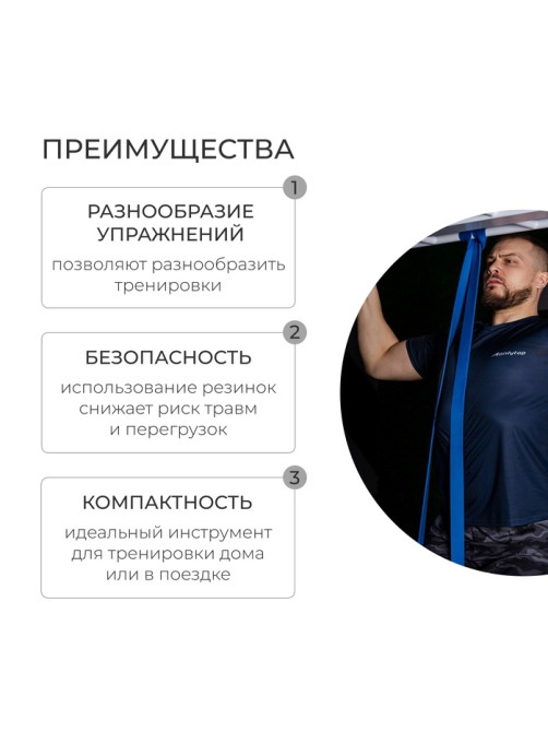 Эспандер ленточный многофункциональный ONLYTOP, 208×2.2×0.5 см, 5-22 кг, синий