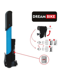 Насос ручной Dream Bike, 22 см, с манометром, синий