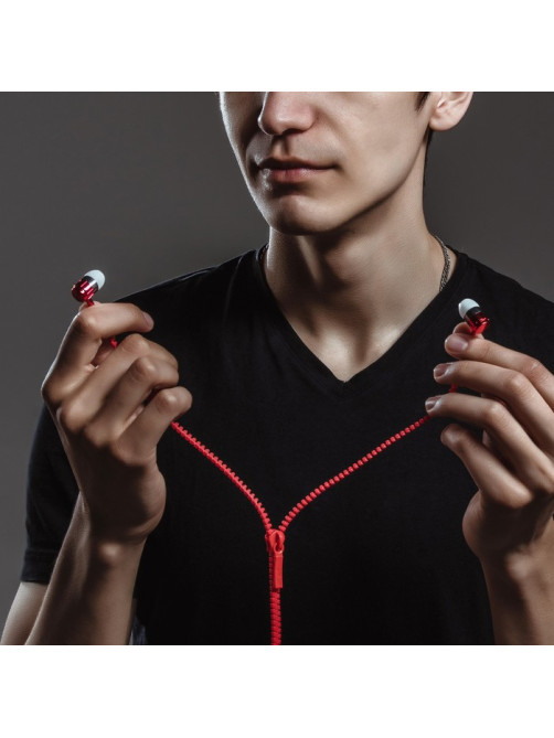 Наушники Luazon VBT 1.10 «Молния», вакуумные, микрофон, красные