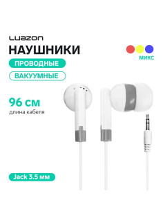 Наушники Luazon W-23, проводные, вакуумные, кабель 96 см, Jack 3.5 мм, МИКС