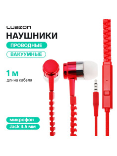 Наушники Luazon VBT 1.10 «Молния», вакуумные, микрофон, красные