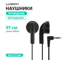 Наушники Luazon VBT 1.0, проводные, вкладыши, кабель 97 см, Jack 3.5 мм, чёрные