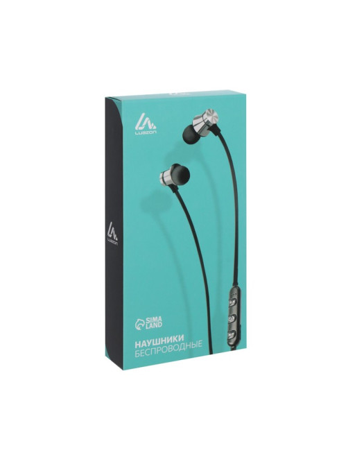 Наушники спортивные беспроводные, магнитные, Luazon VBT 1.1, вакуумные, Bluetooth 4.1, с микрофоном, 80 мАч, чёрные