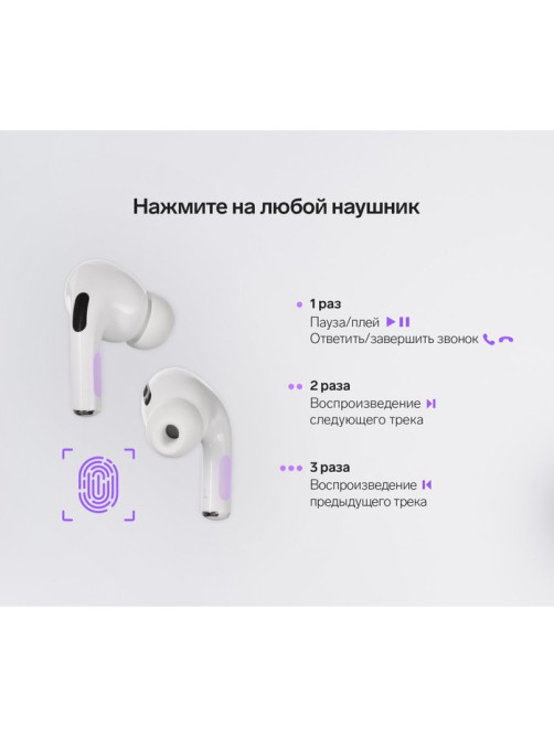 Наушники беспроводные Windigo Pro, TWS, вакуумные, Bluetooth 5.0, 40/500 мАч, белые глянцевые