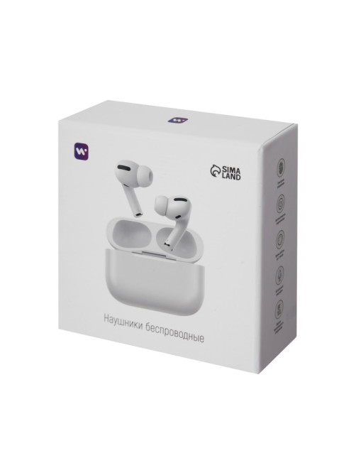 Наушники беспроводные Windigo Pro, TWS, вакуумные, Bluetooth 5.0, 40/500 мАч, белые глянцевые