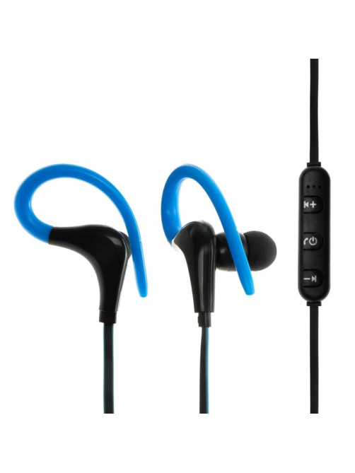 Наушники спортивные беспроводные, Luazon VBT 1.12, вакуумные, Bluetooth 4.1, с микрофоном, 80 мАч, чёрно-синие