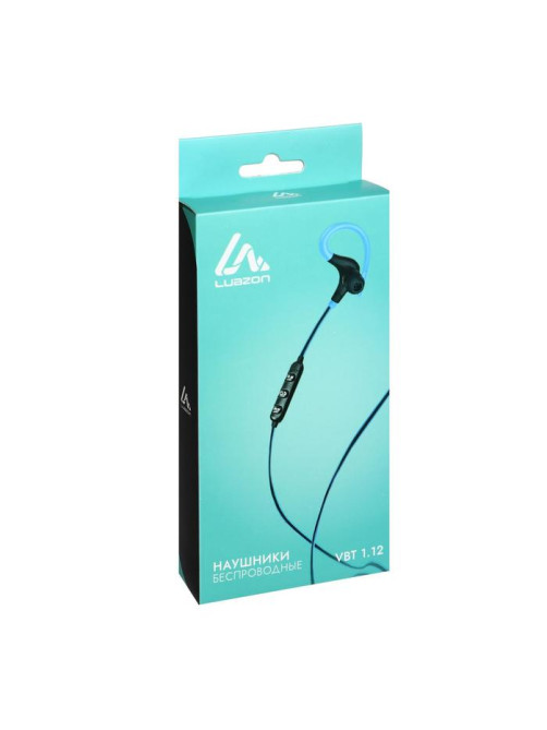 Наушники спортивные беспроводные, Luazon VBT 1.12, вакуумные, Bluetooth 4.1, с микрофоном, 80 мАч, чёрно-синие