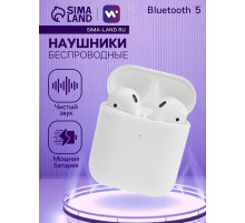 Наушники беспроводные Windigo W22, TWS, вкладыши, Bluetooth 5.0, 40/500 мАч, сенсор, белые глянцевые