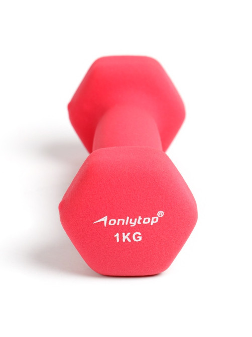Гантель неопреновая ONLYTOP, 1 кг, фуксия
