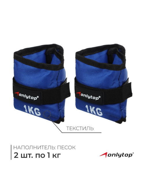 Утяжелители ONLYTOP, 2 шт.×1 кг, синие