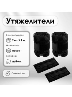Утяжелители ONLYTOP, со сменным весом, 2 шт.×1 кг, МИКС