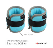 Утяжелители неопреновые ONLYTOP, 2 шт.×0.25 кг, голубые