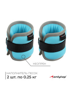 Утяжелители неопреновые ONLYTOP, 2 шт.×0.25 кг, голубые