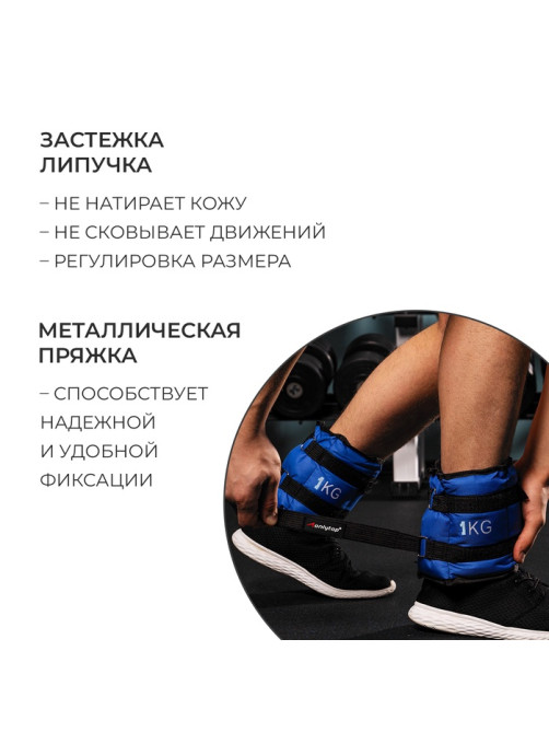 Утяжелители ONLYTOP, 2 шт.×1 кг, синие