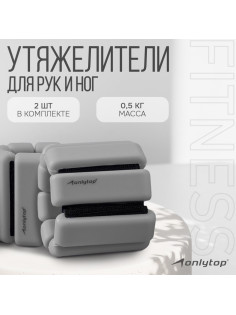 Утяжелители ONLYTOP, 2 шт.×0.5 кг, серые