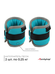 Утяжелители неопреновые ONLYTOP, 2 шт.×0.25 кг, цвет мятный
