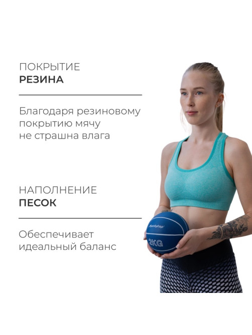Медицинбол ONLYTOP, 2 кг, синий