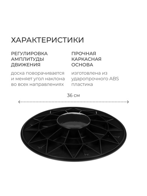 Балансировочная доска для фитнеса ONLYTOP, d=36 см