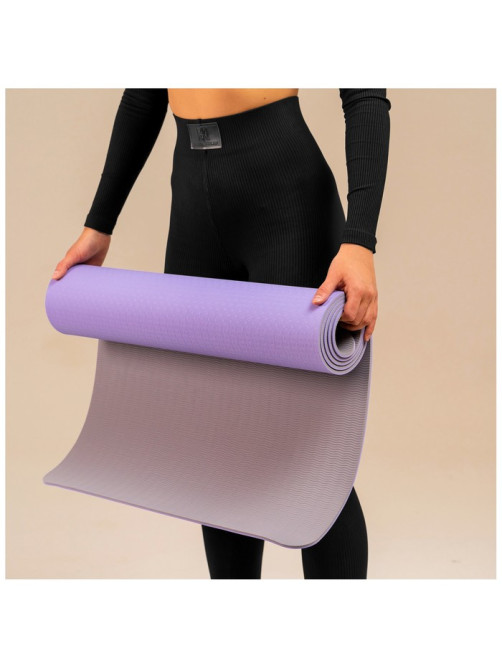 Коврик для фитнеса и йоги ONLYTOP, нескользящий, 183×61×0.6 см, серый, фиолетовый
